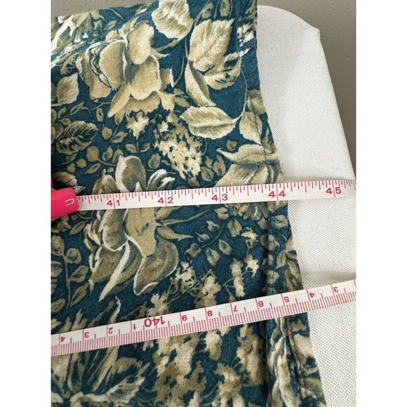 Vintage Teal Blue Floral Babydoll Midi L Dress Cottagecore Sleeveless Romantic - Picture 5 of 7